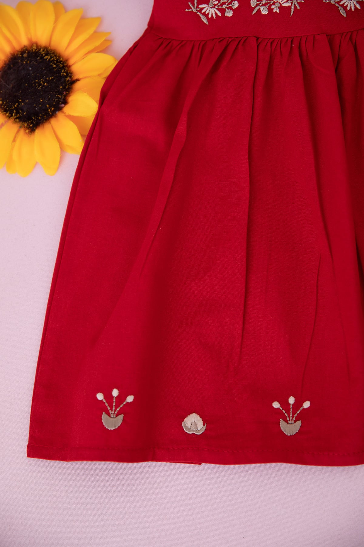 Kız Çocuk Çiçek Nakışlı Elbise foto 2