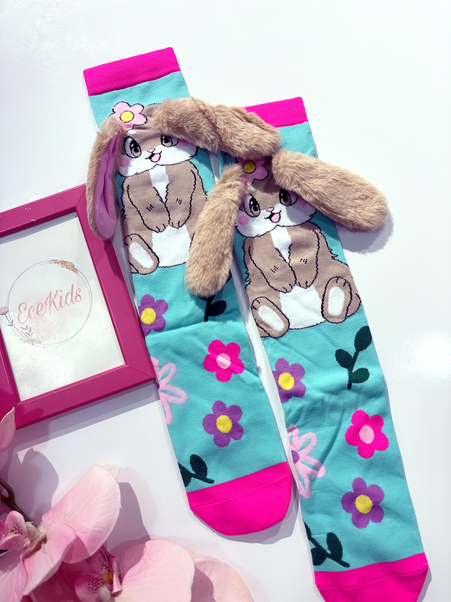 peluş kulaklı tavşan 3 boyutlu çorap